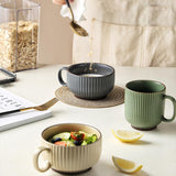 Stripe Beige Porcelain Coffee Mug for Breakfast-Details