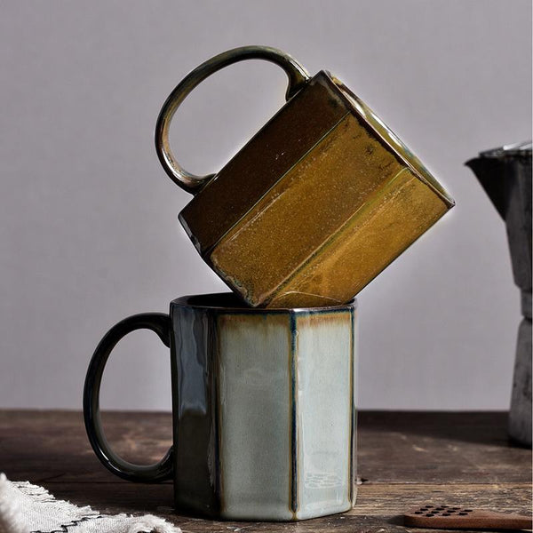 Polygon Stoneware Coffee Mug-Placement Display