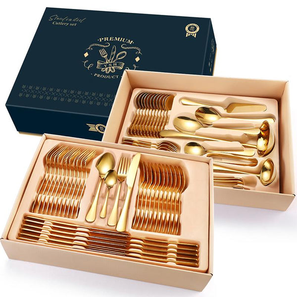 72 Piece Gold Stainless Steel Flatware Set in Gift Box