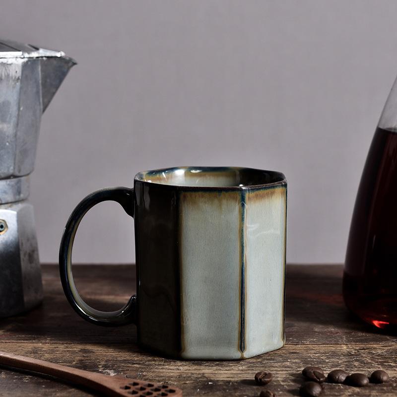 Polygon Stoneware Coffee Mug-Cement Gray