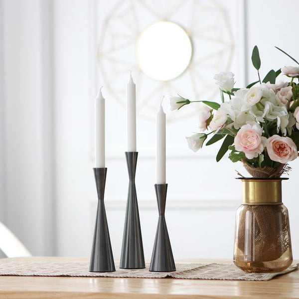 3 Pieces Black Candle Holder Set