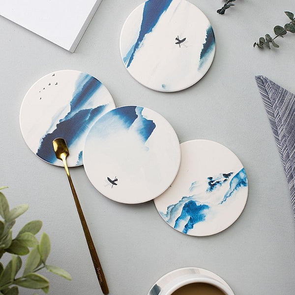 Ink Painting Absorbent Coasters, Set of 6