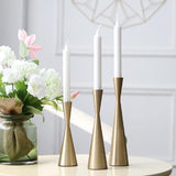 3 Piece Classic Tall Gold Candle Holder Set for Taper Candle