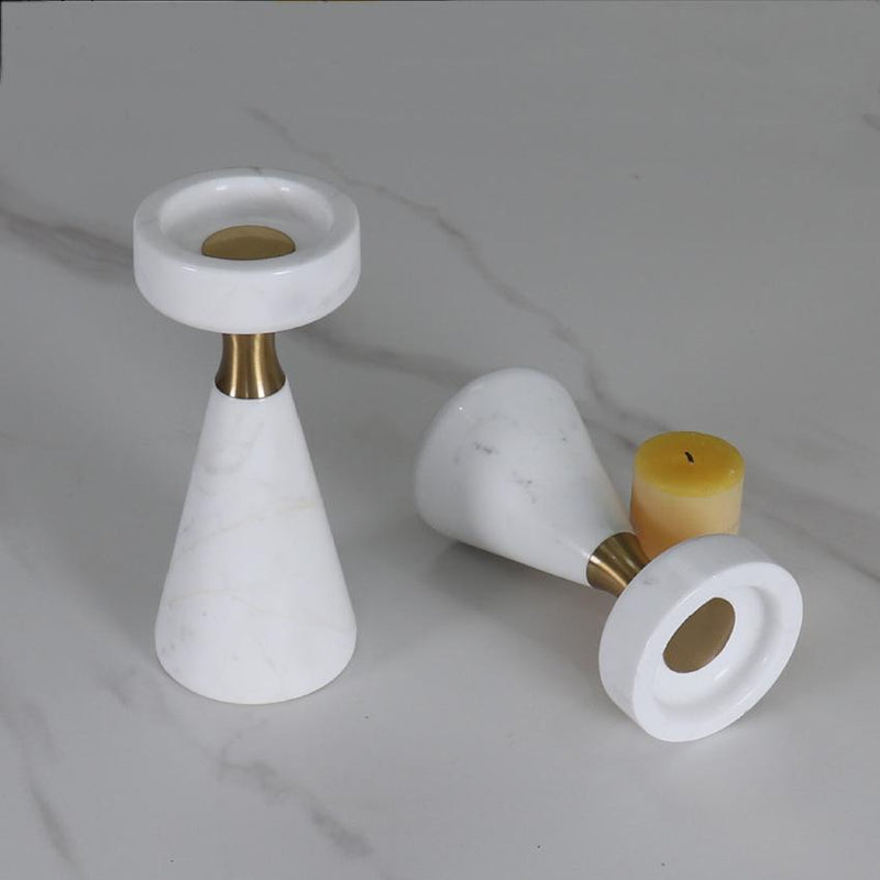 Tray-like White Marble Metal Candle Holder-Details