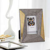 Gray Leather and Gold Metal Picture Frame-Scene