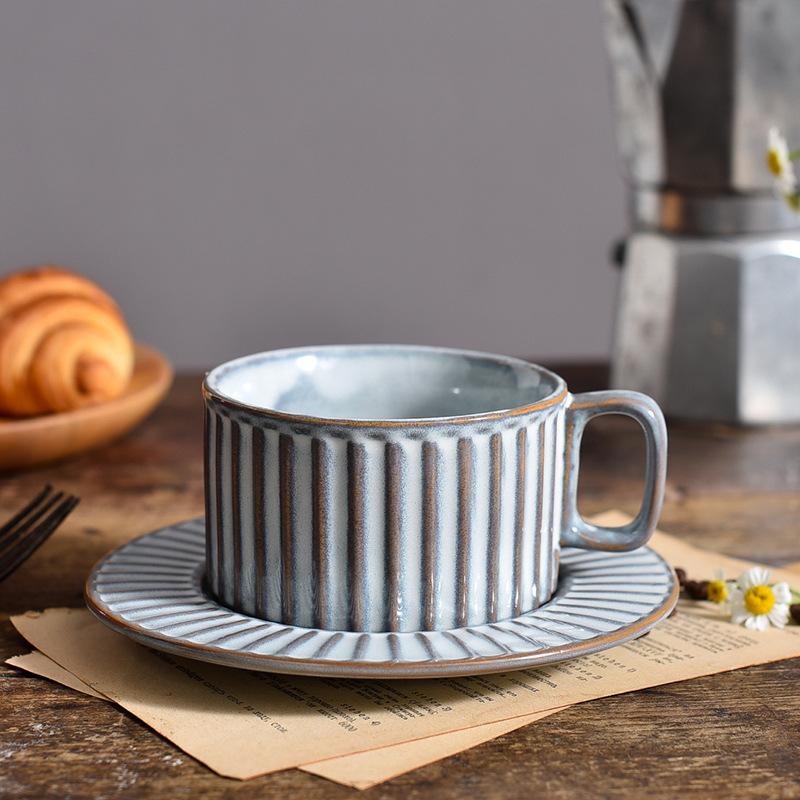 Classic Blue White Round Stripe Stoneware Teacup