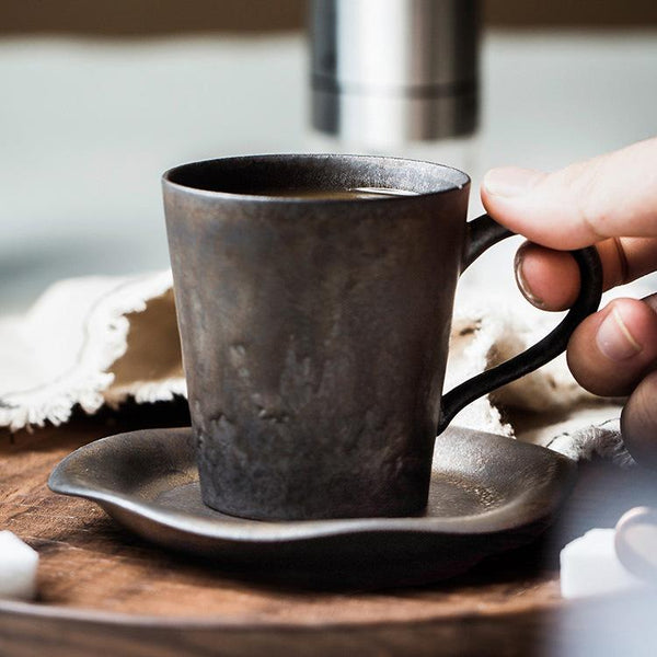 Vintage Rust-glazed Porcelain Espresso Teacup-Holding