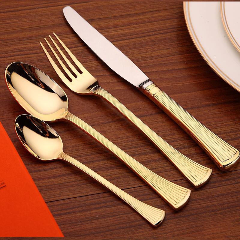 4 Pieces Classic Gold Stainless Steel Flatware Set with Shell-like Handle-Handle Details