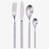 4 Pieces Silver Stainless Steel Flatware Set with Bamboo-shaped Handle