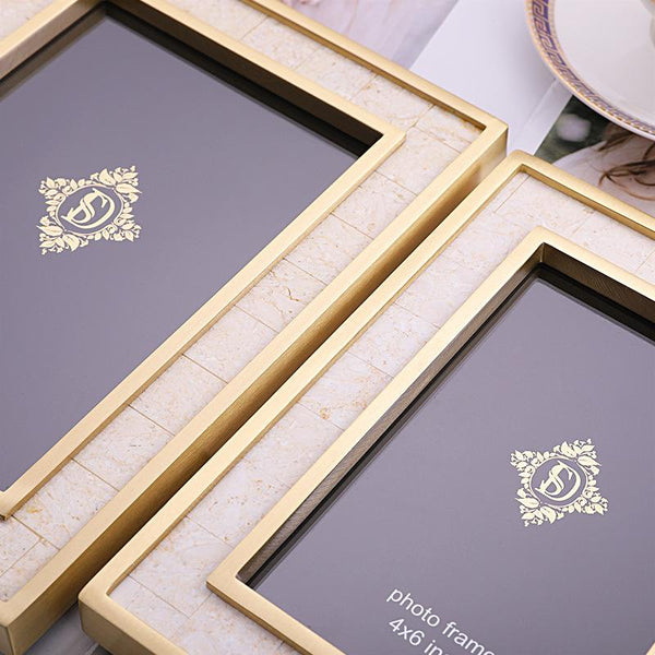 Handmade Brass and Marble Picture Frame-Surround Details