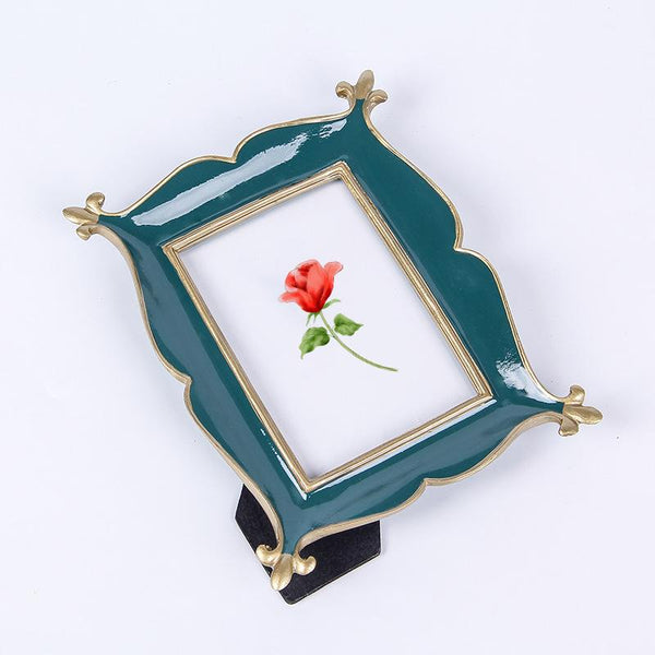 Vintage Rural Style Dark Green Resin Picture Frame-Details