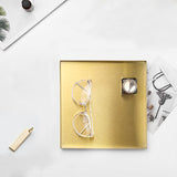 Geometric Gold Stainless Steel Jewelry Tray-Square