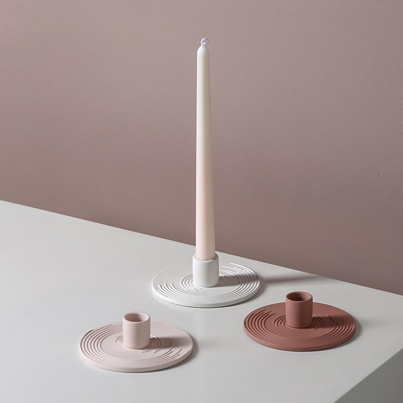 Spiral Pattern Ceramic Candle Holder in Morandi Color-Scene