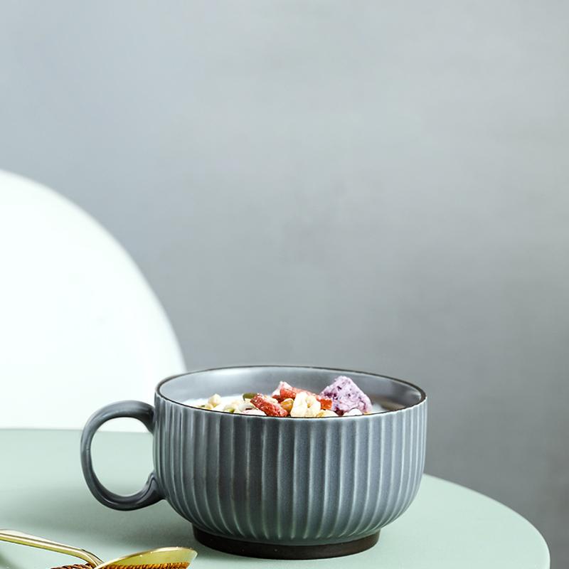 Stripe Navy Porcelain Coffee Mug for Breakfast