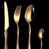 4 Pieces Gold Stainless Steel Flatware Set with Creative Handle-Gold Head Details