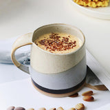 Beige Navy and Light Blue Ceramic Coffee Mug-12 oz.