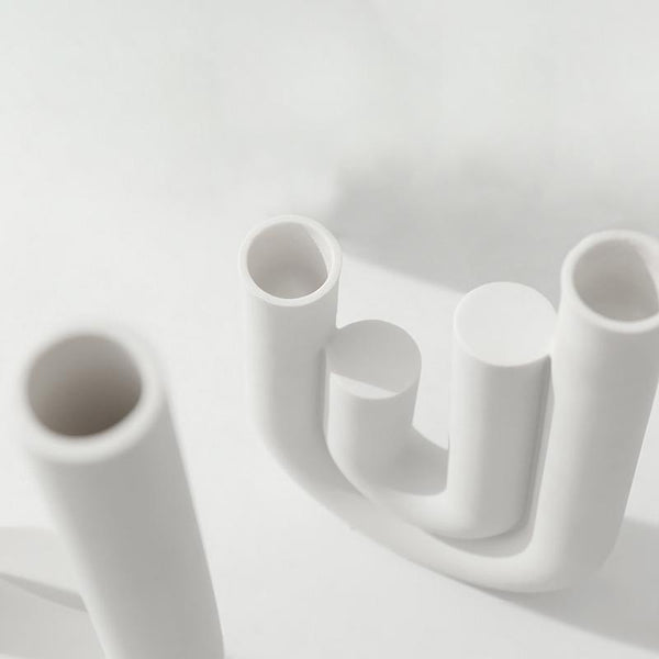 Water Tube Frosted White Porcelain Candle Holder-Head Details