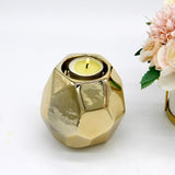 Polygon Diamond Shaped Gold Ceramic Candle Holder-Head Details