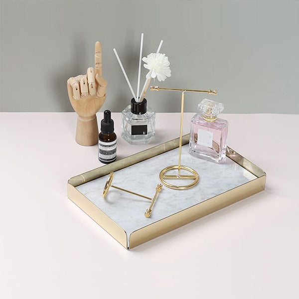 Marble Jewelry Tray with Removable Metal Frame