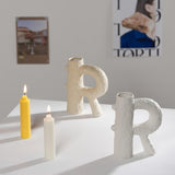 Modern Creative R Shape White and Yellow Ceramic Candle Holder