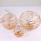 Geometric Messy Line Plated Circle Round Gold Candle Holder-Side Details