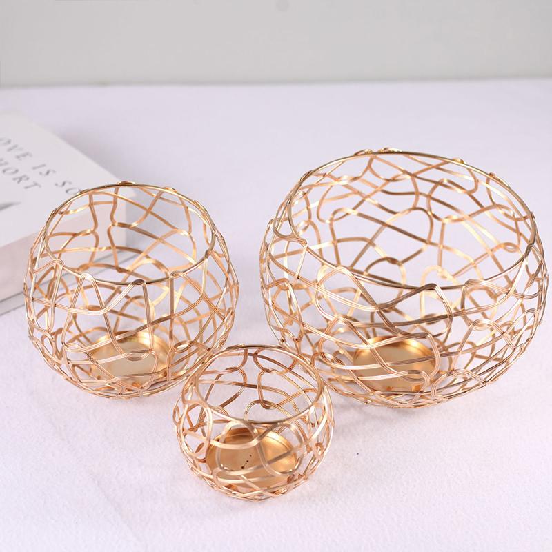 Geometric Messy Line Plated Circle Round Gold Candle Holder-Side Details