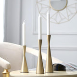 3 Pieces Gold Candle Holder Set-Front