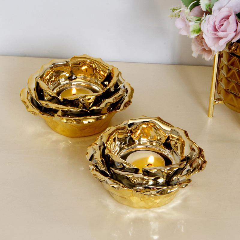 Floral Gold Ceramic Candle Holder-Surround Details