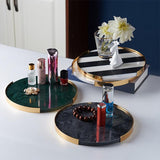 Round Marble Jewelry Tray with Removable Frame-Four Colors