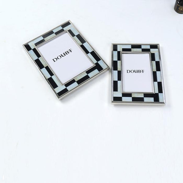 Black and White Plaid Picture Frame-Above