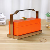 Neo-Classical Wood Jewelry Box with Handle-Orange