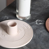 Spiral Pattern Ceramic Candle Holder in Morandi White-Details