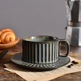 Classic Vertical  Stripes Stoneware Teacup