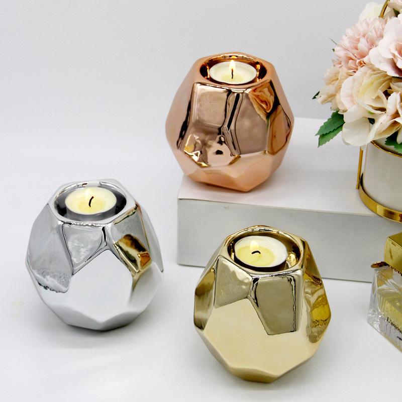 Polygon Diamond Shape Ceramic Votive Candle Holder