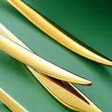 4 Pieces Gradient Gold and Silver Stainless Steel Flatware Set-Gold Handle Details