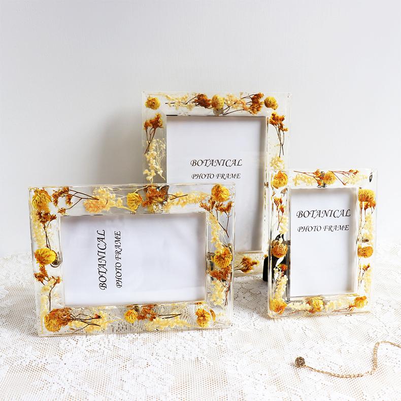 Handmade Yellow Pressed Dried Flowers Acrylic Picture Frame-Sence