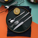 5 Pieces Silver Stainless Steel Flatware Set with Slant Handle-Side