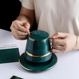 Malachite Green Ceramic Teacup in Gift Box-Holding Details