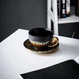 Sparkling Gradient Black Gold Porcelain Teacup