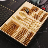 24 Piece Gold Flatware Set in Gift Box, Service for 6-Display Details