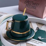 Malachite Green Ceramic Teacup in Gift Box-Details