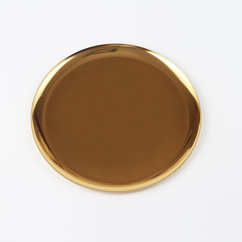 Round Stainless Steel Jewelry Tray-Gold