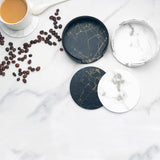 Leather Coasters with Marble Texture, Set of 6-Front