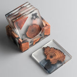 Pine & Resin Imprinted Square Coasters, Set of 6