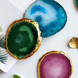 Agate Coasters with Gold Edge, Set of 4-Front