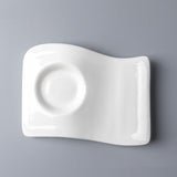 Pure White Ceramic Espresso Teacup with Wavy Dessert Tray-Tray Details