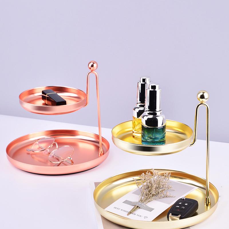 Creative 2-Tier Iron Jewelry Tray-Gold-Rose Gold