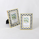 Black and White Wavy Stripes Metal Picture Frame-Side