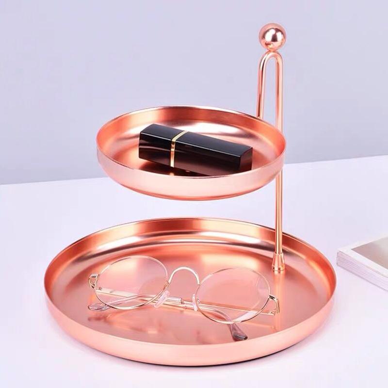 Creative 2-Tier Iron Jewelry Tray-Rose Gold