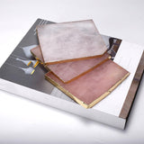 Rose Quartz Gold Coasters, Set of 4